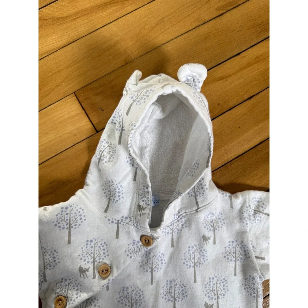 Feather Baby hooded with bear ears one piece trees and deer print cotton‎